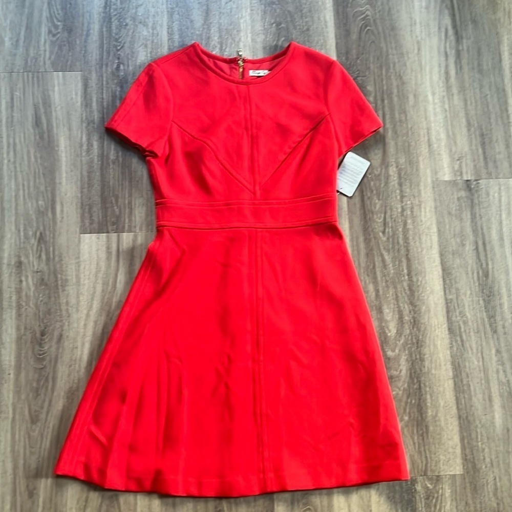 Eliza J  Bold Red Dress Women’s Crepe A line Mini Short Sleeve Feminine